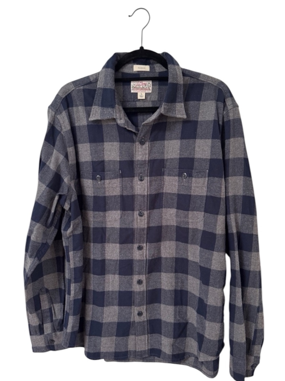 J.Crew Men’s Classic Navy and Gray Plaid Flannel Shirt